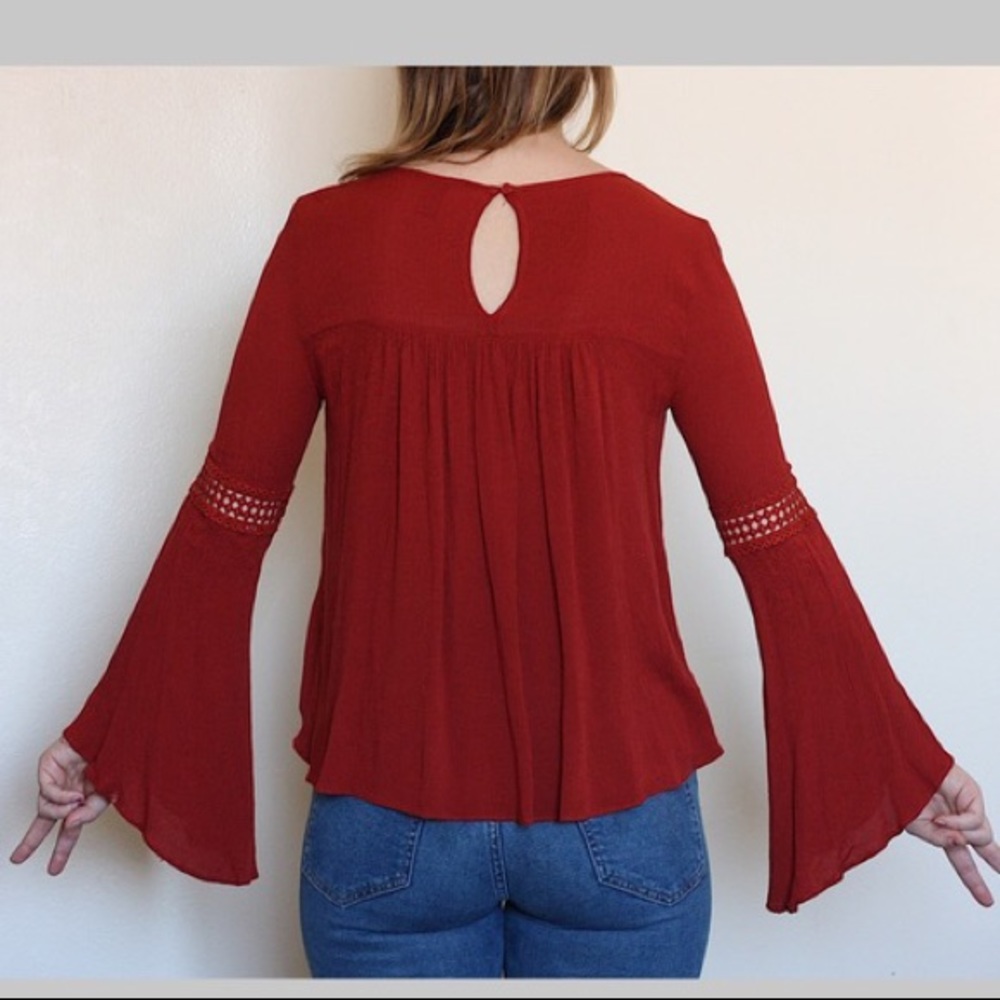 Forever21 flared sleeve bohemian blouse